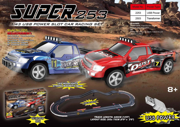 Slot Racing Track 253 Scale 1/43 USB 446cm