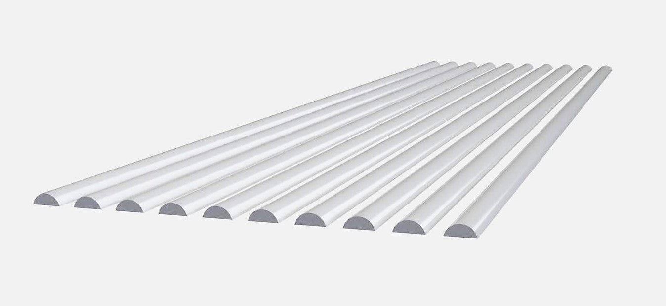 Halvrunde ABS Lister 4mm x 500mm x 10 stk - Hobbyhjørna