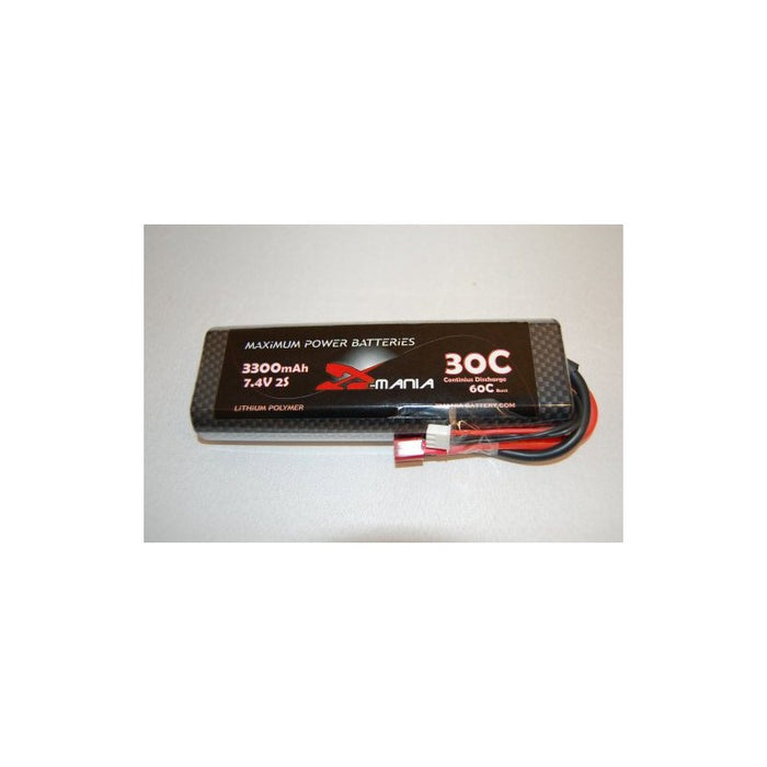 HARD CASE: 7.4V 3300mAh 30C -ROUND CASE -*DEANS XH HARD CASE: 7.4V 3300mAh 30C - CASE 2 - 4mm BULLET - DEANS XH - Hobbyhjørna